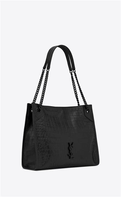 crocodile embossed leather niki ysl|Yves Saint Laurent Niki Baby Soft Croc Embossed .